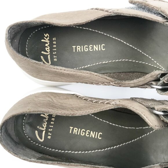 CLARKS Artisan Trigenic Amanda Mary Jane Tan Leather Flats Shoes Womens 9 - Picture 6 of 11